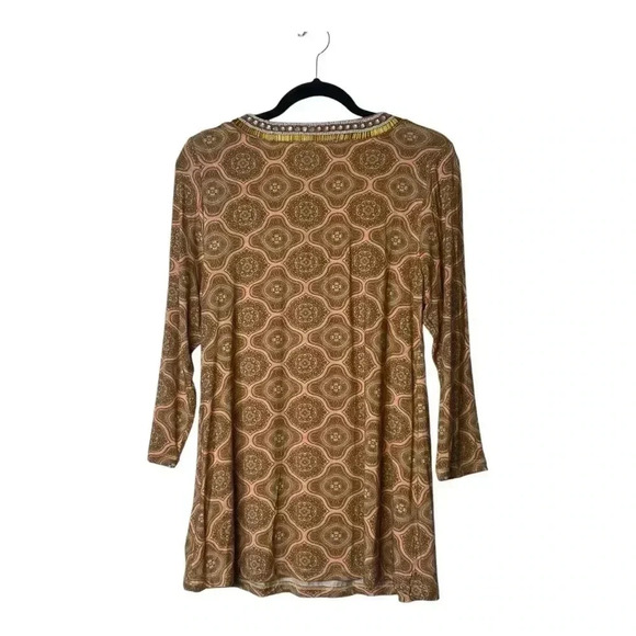 2006. SOFT SURROUNDINGS BEADED 3/4 SLEEVE TUNIC TOP SIZE MEDIUM V NECKLINE - Picture 5 of 7